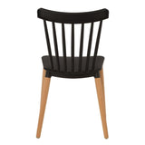 Kosmi Chaise Style scandinave à barreaux modèle Pop - Coque en résine Noire et Pieds en Bois Naturel