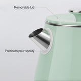 MULIN bouilloire vintage, Ébullition rapide, Bouilloire électrique 1,8l, 2200w,arrêt automatique, Base à 365°