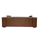 Miliboo Canapé Vintage 3 Places Cuir Marron et Bois Noir Cobain