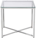 AC Design Furniture Gurli Table de Basse Carrée, H: 45 x l: 50 x P: 50 cm, Transparent/Chrome, Verre/Métal, 1 pc