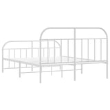 vidaXL Cadre de lit métal avec tête de lit/Pied de lit Blanc 140x200cm, lit Double, Meuble de Chambre à Coucher, lit d'invité, lit