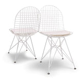 COPENAGHEN Lot de 2 chaises en métal au design industriel - Lot de 2 chaises de salle à manger, bureau ou bureau - Blanc ou noir