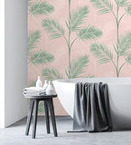 GAULAN - 680913 Papier Peint lessivable Feuilles de Palmiers tropicaux Vert et Rose pâle pour Mur Salon Chambre Salle à Mange tête de lit - Rouleaux de 10 m x 0,53 m