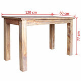 Homgoday Table à Manger Bois de récupération 120x60x77 cm, Table de Salle à Manger Dessus de Table Robuste, Table à Dîner pour Cuisine, Salle à Manger, Salon, Bistrot