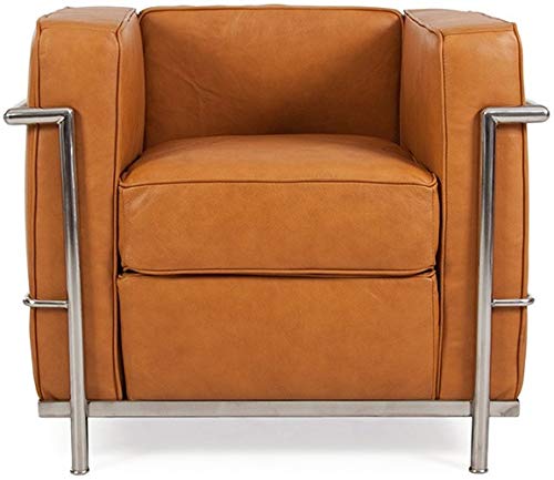 LC2 Cognac Fauteuil en acier inoxydable en cuir italien noir, marron, blanc LC2 Cognac Fauteuil en acier inoxydable en cuir italien noir, marron, blanc
