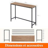 Lifewit Longue Table Console/de Canapé Étroite avec Cadre Métallique pour Salon Industriel, Couloir, Entrée, Bureau, Derrière le Canapé, Table de Café, Assemblage Facile Marron clair