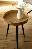 WENKO Petite table basse ronde, table d'appoint bout de canapé bois, pied métal noir, Bois Bambou, Ø 40 x 50 cm