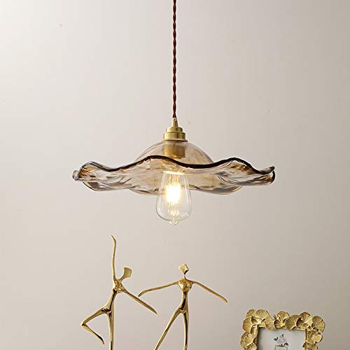 1 lumière intérieure suspendue for îlot de cuisine, luminaires suspendus en verre à tête , finition dorée, lampe à suspension moderne de forme ondulée for salle à manger, chevet, entrée, café, restaur