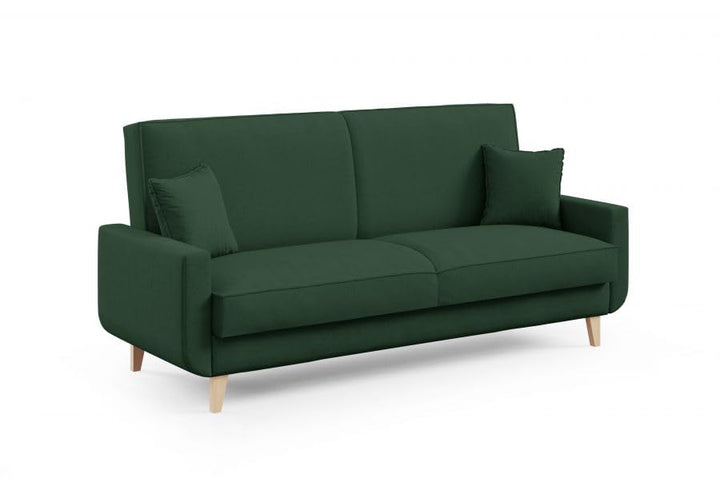 LIKMA Canapé 3 Places Extensible Davo Vert Bouteille 211 cm avec Fonction Lit Coffre Rangement Coussins Tissu Velours LIKMA Canapé 3 Places Extensible Davo Vert Bouteille 211 cm avec Fonction Lit Coffre Rangement Coussins Tissu Velours