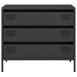 Makastle Buffet Métal, Style Industriel, Armoire de Rangement à 3 tiroirs, Commode, Meuble de Salon, Noir 68x39x58,5 cm Acier laminé à Froid