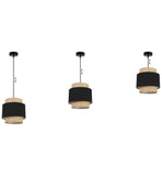 Light-Home Boho Abat Jour Suspension Luminaire Lustre - Moderne Abat Jour Plafond pour Chambre Salon et Cuisine - Métal et Tissu - E27 - À 1 Lumières - Noir et Jute