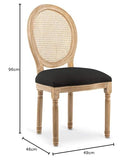 INTENSE DECO Lot de 2 chaises médaillon Louis XVI Cannage Rotin Tissu Noir