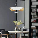 COCOL LED Pendentif En Forme De Feuille Chapeau Doré Suspension Lampe Hauteur Réglable Plafond Suspension Café Bar Chambre Salon Décoration Lustre Système D'éclairage,Blanc,60cm