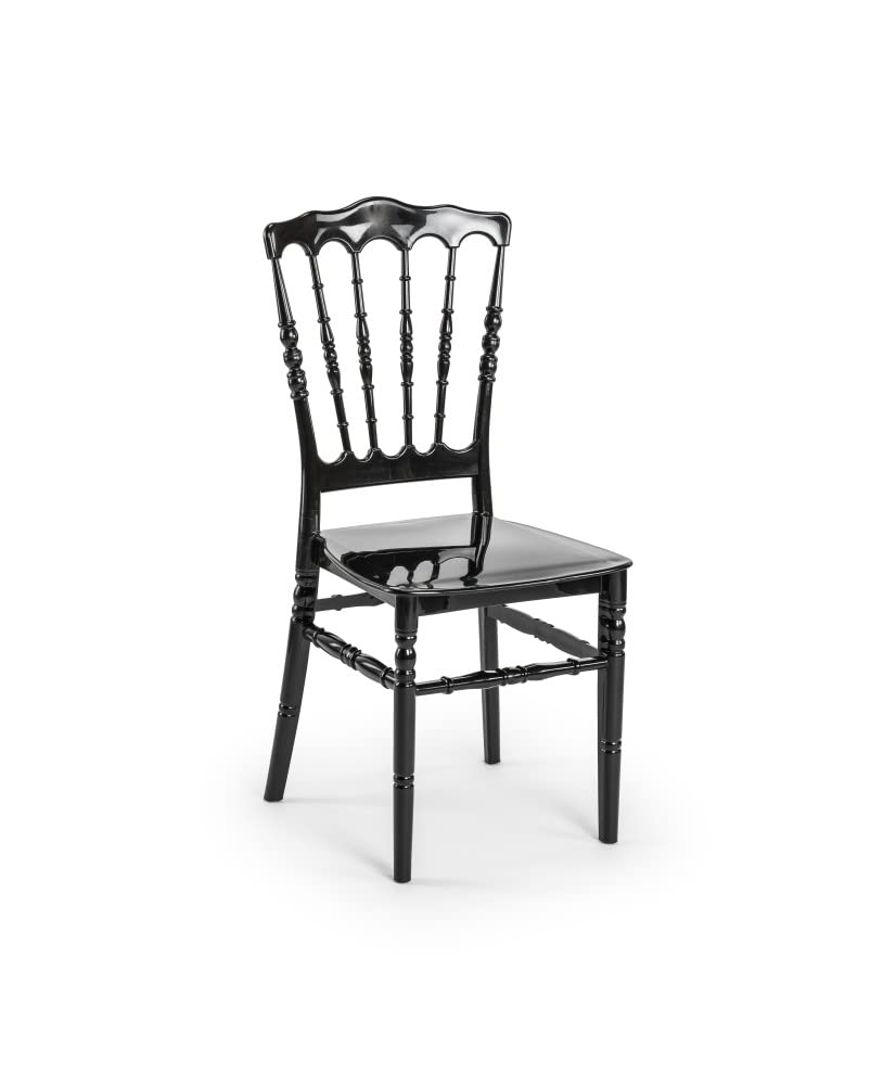 Passion Decor Chaise Napoleon Noire - Chaise Salle a Manger Facile à Empiler, pour Réception, Mariage, Banquet en résine de Qualité - 4kg