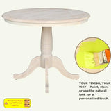 International Concepts IC Table de Salle à Manger Ronde en Bois véritable Massif, Bois de parawood Robuste, 91,4 cm, Brut