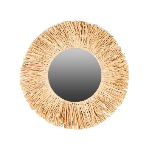 Natural Living Miroir avec Franges en Raphia DIAM 46CM