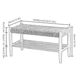 CVERTHAF Banc à Chaussures en Bois Massif avec Coussin de siège en rotin, Tabouret à Chaussures créatif pour entrée, Banc de Rangement Multifonctionnel pour Chaussures (Taille : 23,6/31,5 Pouces)