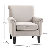 HOMCOM Fauteuil d'ameublement de style nordique avec accoudoirs, fauteuil rembourré en bois et polyester, 79 x 78 x 87 cm, gris et marron