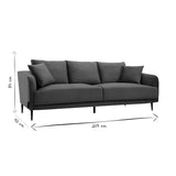 Miliboo Canapé Design 3 Places en Tissu Effet Velours Gris et métal Noir Jerry