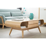 Miliboo Table Basse rectangulaire avec rangements scandinave Bois Clair L120 cm BALTIK