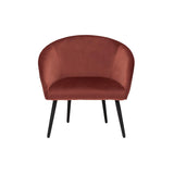 Miliboo Fauteuil Design en Tissu Velours Rouge tomette et métal Noir Olivia