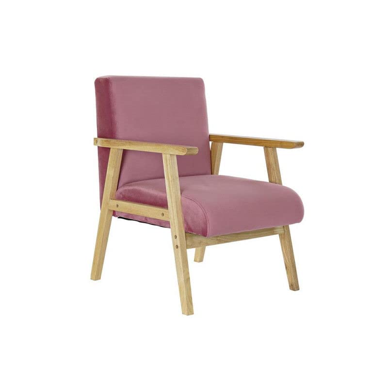 DKD Home Decor Armchair Fauteuil, Bois d'ingénierie Polyester, Rose, Estandar