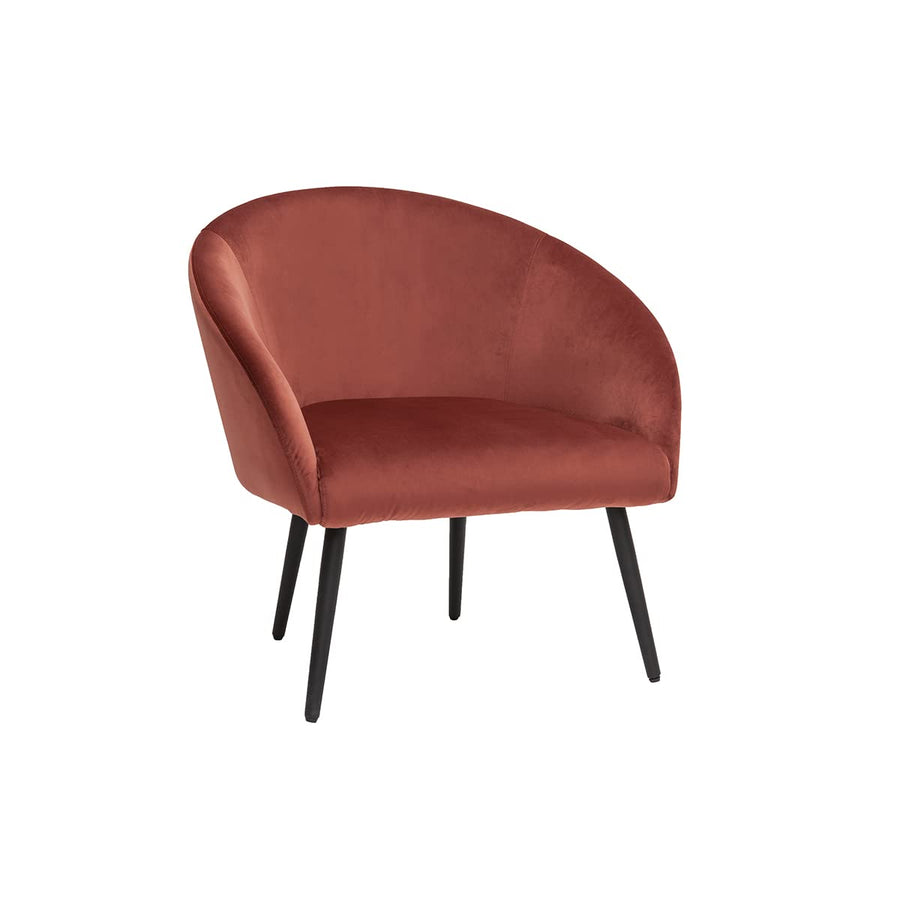Miliboo Fauteuil Design en Tissu Velours Rouge tomette et métal Noir Olivia Miliboo Fauteuil Design en Tissu Velours Rouge tomette et métal Noir Olivia