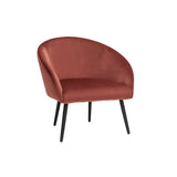 Miliboo Fauteuil Design en Tissu Velours Rouge tomette et métal Noir Olivia