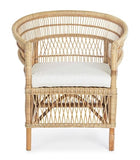 Decor Space Fauteuil Josefina pour intérieur, Fauteuil Salon en rotin naturel avec coussin H 86 cm