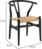 YAXANSIH Lot de 2 chaises de Salle à Manger, Cuisine, Style Wishbone en Poly et écorce (Couleur : Noir)