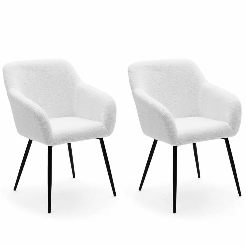 IDMarket - Lot de 2 chaises de Salle à Manger, fauteuils de Table Shelia en Tissu Bouclette