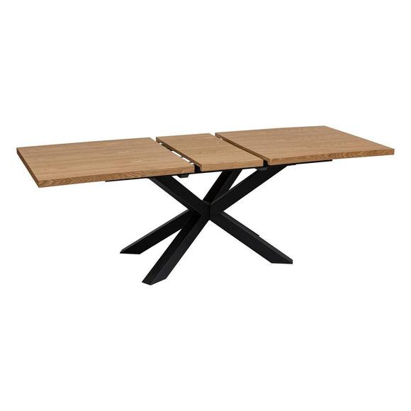 Atmosphera - Table à Manger Extensible Olaf 10 Personnes, 180/220 cm, Effet Bois et Pieds Métal Noir - pour Salon, Salle à Manger