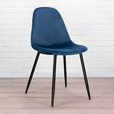 Vaukura Chaise de salle à manger en velours avec pieds noirs (bleu)