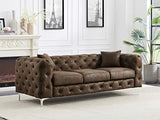 Vente-unique - Canapé 3 Places Chesterfield en Microfibre Aspect Cuir Vieilli Edwina