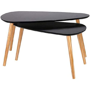 HOME DECO FACTORY HD6404 Table Gigogne Bois Galet Noir, MDF, 80 x 50 x 40 cm