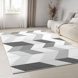 Tapis de Salon Géométrique Forme en V Triangle - Grand Tapis Lavable Super Doux et Antidérapant, Moquette Poil Ras Chambre, pour Manger, l'entrée et la Cuisine, 160x230 cm, Gris