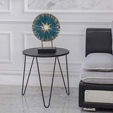 CAFIEDR Table Basse Table d'appoint Ronde Vintage, Panneaux de Particules laminés, métal, 60 cm x 60 cm x 56 cm
