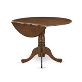 East West Furniture DLT-AWA-TP Dublin Table de salle à manger – un plateau rond en bois massif avec socle rabattable et piédestal, 106,7 x 106,7 cm, noyer