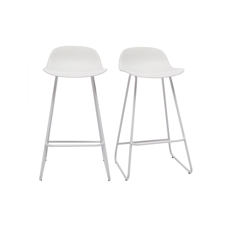 Miliboo Tabourets de Bar Design Blancs H65 cm (Lot de 2) Ella