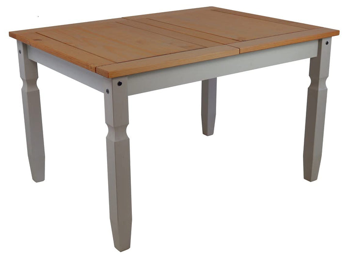 Corona Table de salle à manger rustique en bois massif avec finition vieillie et construction robuste pour les petits espaces Gris 1,2 m