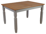 Corona Table de salle à manger rustique en bois massif avec finition vieillie et construction robuste pour les petits espaces Gris 1,2 m