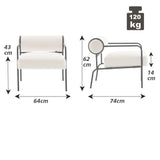 Mingone Fauteuil Salon Design Fauteuil Laine en Métal avec Dossier Confortable Chaise D'appoint avec Accoudoirs Chaise Rembourré pour Salon Chambre, Blanc