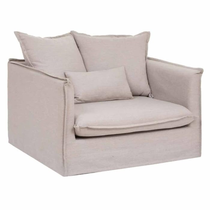 Paris Prix Atmosphera Créateur d'intérieur - Fauteuil XL Odilon 117cm Beige Lin