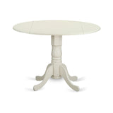 East West Furniture DMT-LWH-TP Dublin Table de cuisine moderne – Table de salle à manger ronde avec socle rabattable et piédestal, 106,7 x 106,7 cm, lin blanc