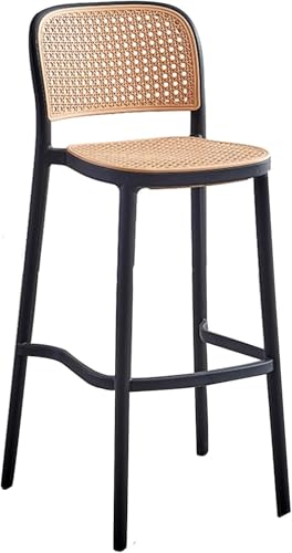 ZCEDZYSW Lot de 2 tabourets de bar en rotin avec dossier pour cuisine, pub et salle à manger – Meubles élégants et robustes (noir) ZCEDZYSW Lot de 2 tabourets de bar en rotin avec dossier pour cuisine, pub et salle à manger – Meubles élégants et robustes (noir)