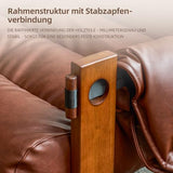 OLEYLUCKIDEA Fauteuil avec accoudoirs et Pieds en Bois Massif, Lounge en Cuir PU, Fauteuil de Lecture Vintage, Relax pour Salon et Chambre à Coucher, Marron