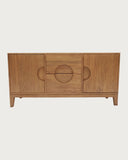 UNIQKA - Kyoto - Buffet Vintage en Teck Massif 165 cm - Couleur Marron - Longueur 165 cm - Profondeur 53 cm - Hauteur 80 cm - Bois Authentique, Durable et de Haute qualité