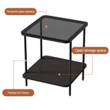 CMYCYDDPLY Table D'appoint À 2 Niveaux, Table Basse de Rangement, avec Verre Trempé, Économise de l'espace, Peut Être Utilisée comme Table Basse ou Table de Chevet