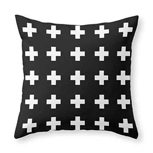 Housse De Coussin, Croix Suisse Noir Magnifiques Taie d Housse De Coussin, Croix Suisse Noir Magnifiques Taie d'oreiller Anti-Acariens Taie Oreiller Throw Housse De Coussin pour Jardin Chambre Salon 45X45Cm
