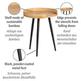 WENKO Petite Table Basse Ronde, Table d'appoint Bout de canapé Bois, Table d'appoint pour Le Salon, Meuble de Salon Tendance Pied métal Noir, Bois Bambou, Ø 40 x 50 cm